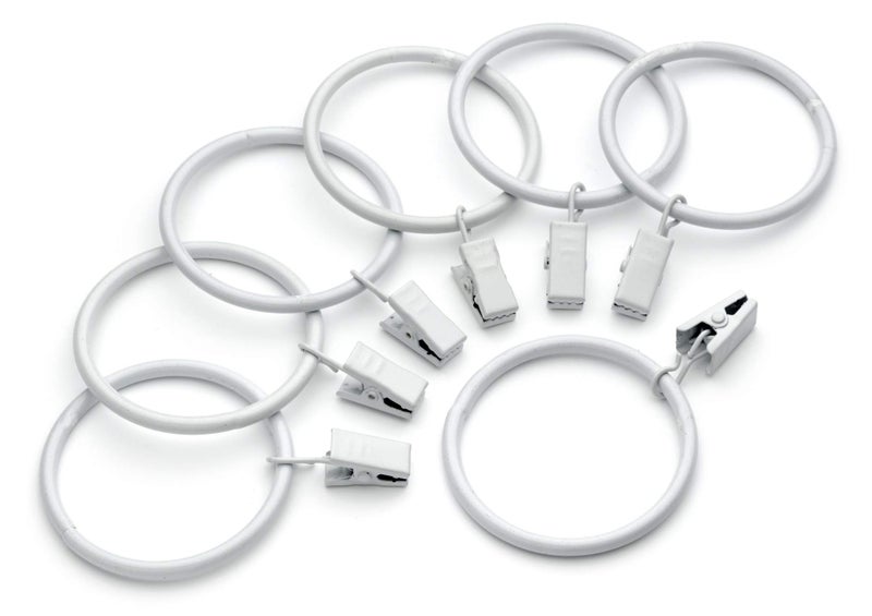 Metal Curtain Clip Rings 2 Inch Interior Diameter Set of 14 (White)